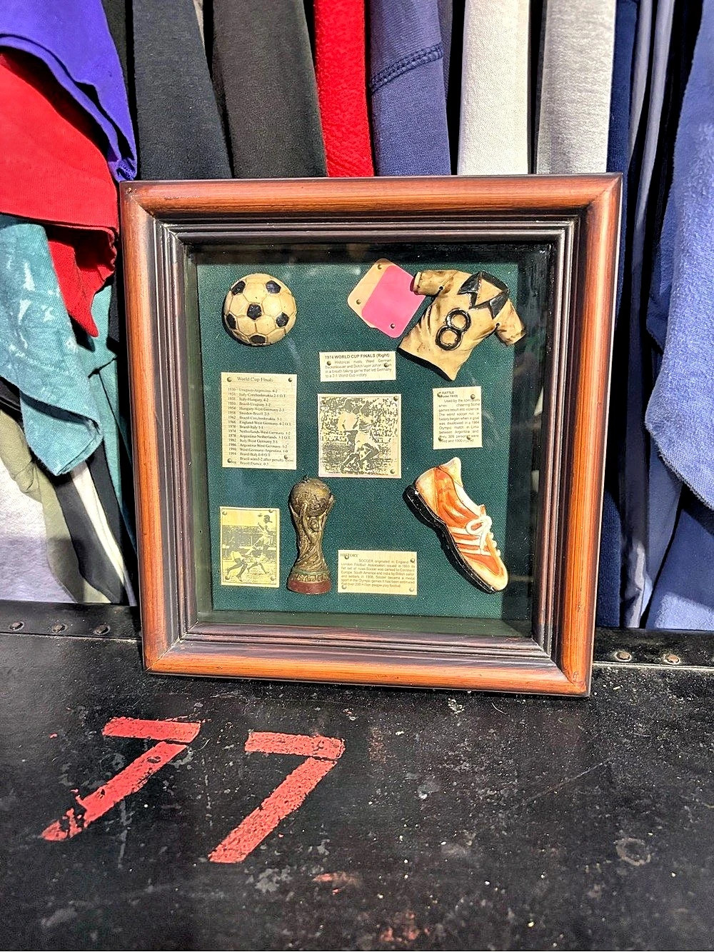 Vintage 2000s World Cup memorabilia shadow box Soccer World Cup Shadow Box Brown